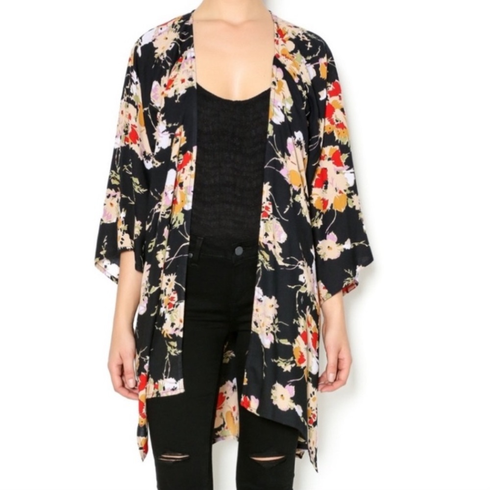 Billabong Black Floral Kimono